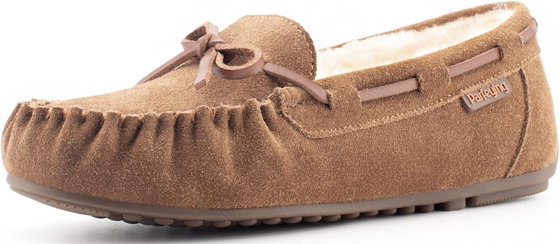 Parfeying Women's Sheepskin Moccasins Cow Suede Memory Foam Slippers Indoor Outdoor Shearling Win... | Amazon (US)