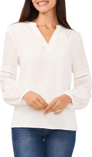 Split Neck Popover Blouse | Nordstrom