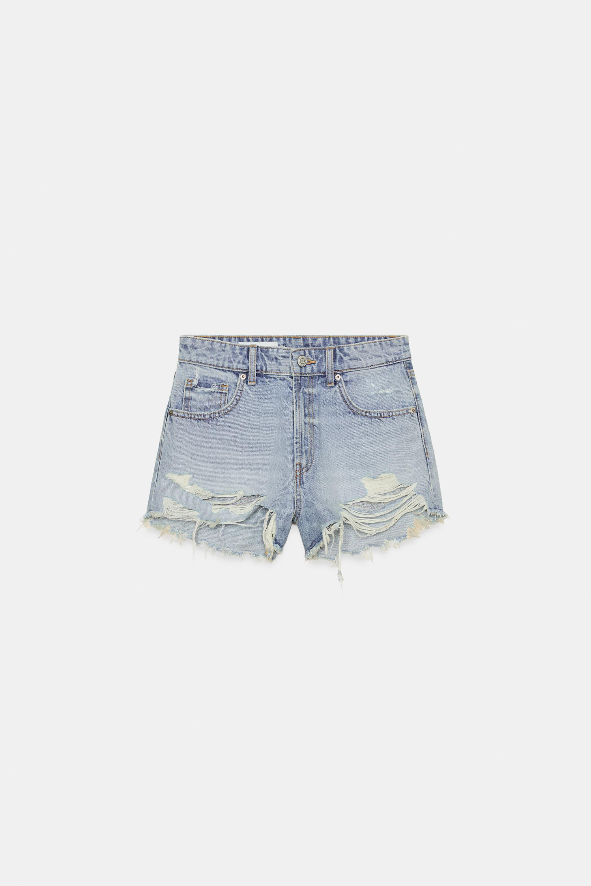 TRF CURVED HIGH-WAIST DENIM SHORTS | Zara UK