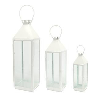 Metal & Glass Candle Lanterns, 3ct. By Melrose in White | Michaels® | Michaels Stores