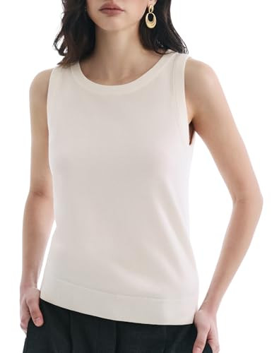 Women's Sleeveless Casual Summer Sweaters Crew Neck Lightweight Tank Top 2026 Tops for Women | Amazon (US)