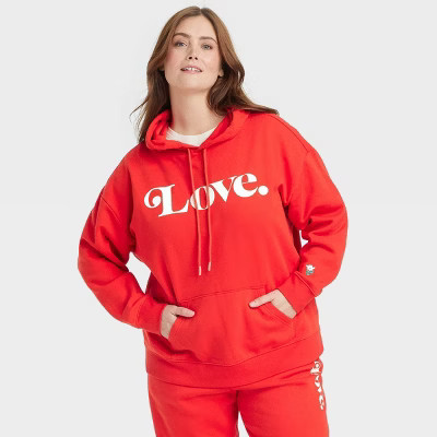 Women's Leisure Studio Graphic Hoodie Pullover Sweatshirt - Universal Thread™ Red 1X | Target