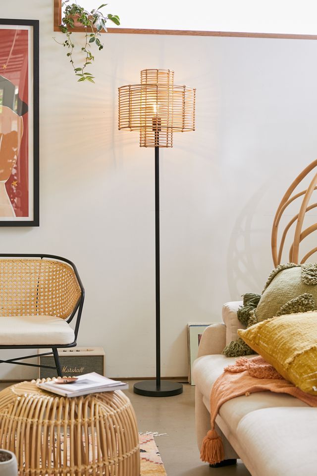 Cylindrical Rattan Floor Lamp | Urban Outfitters (US and RoW)