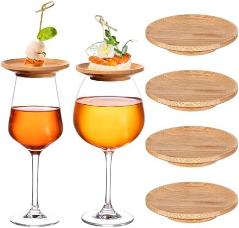 Tessco 4 Pcs 4" Wine Glass Charcuterie Topper Bamboo Round Wine Glass Charcuterie Board Dual Use ... | Amazon (US)