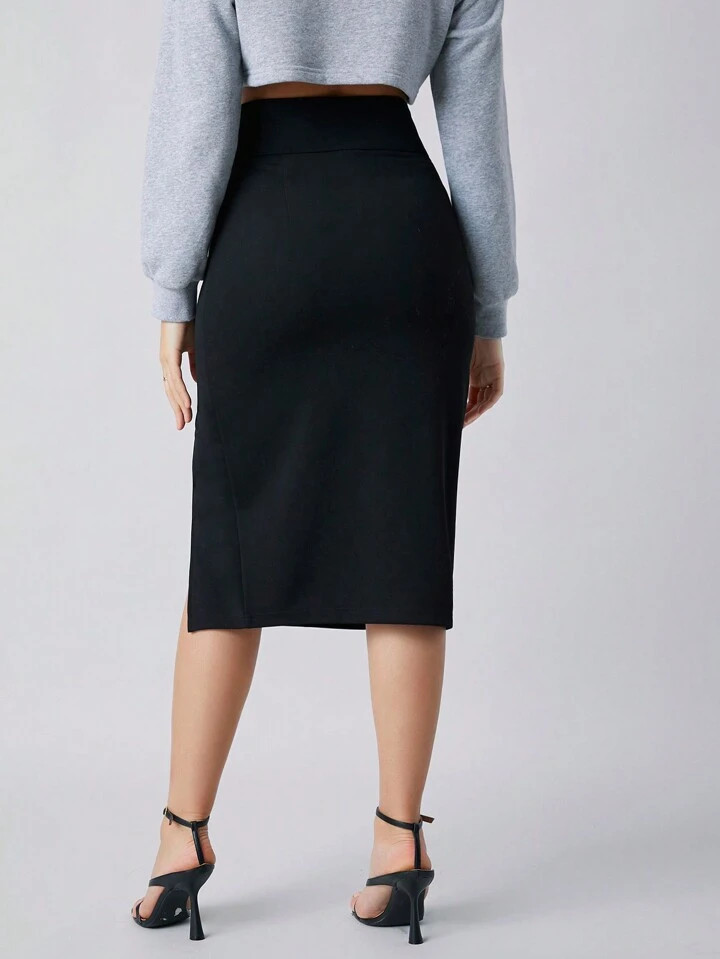 SHEIN Privé Wide Waistband Split Thigh Skirt | SHEIN