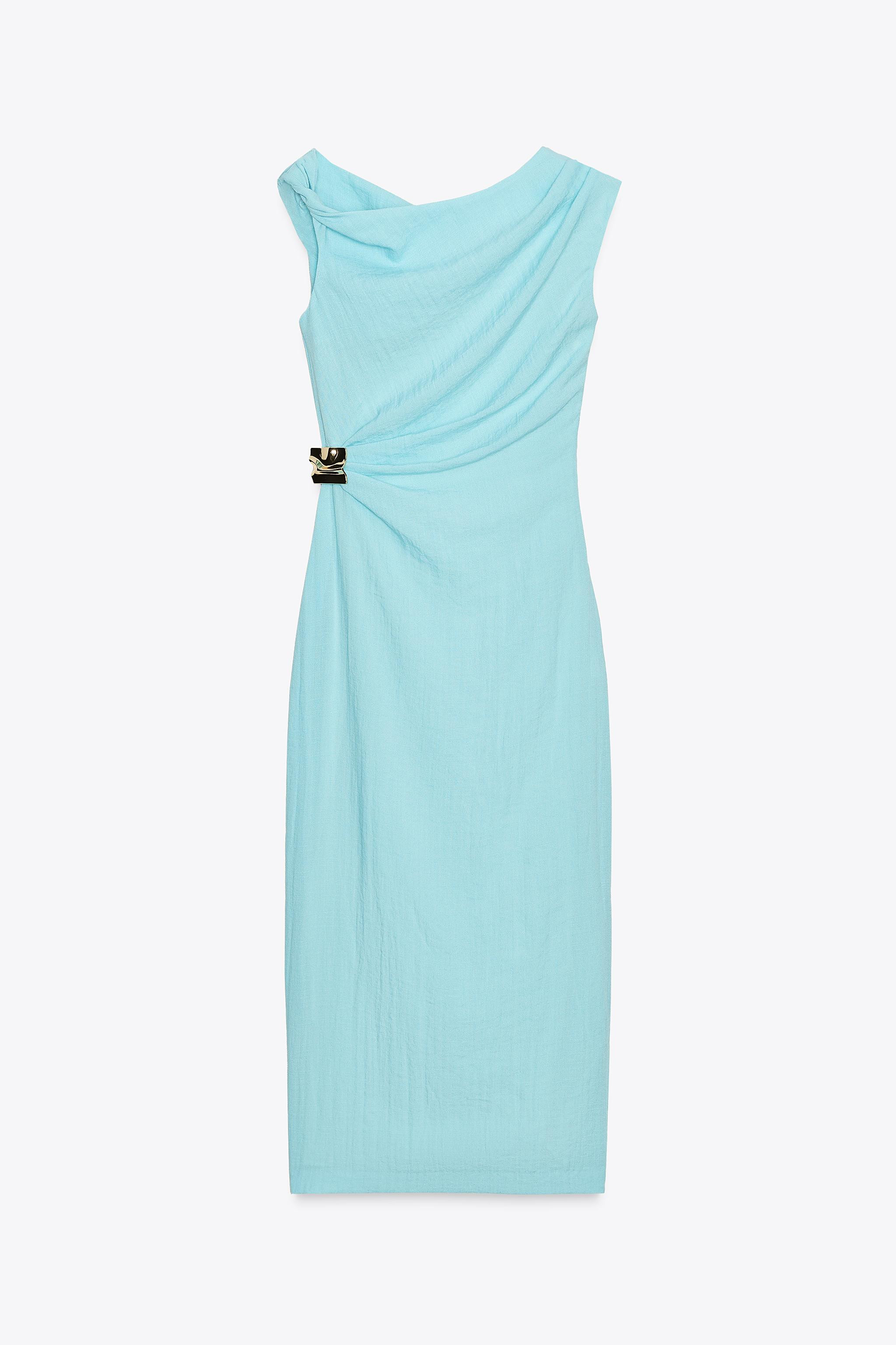 ASYMMETRIC MIDI DRESS WITH APPLIQUÉ | Zara US