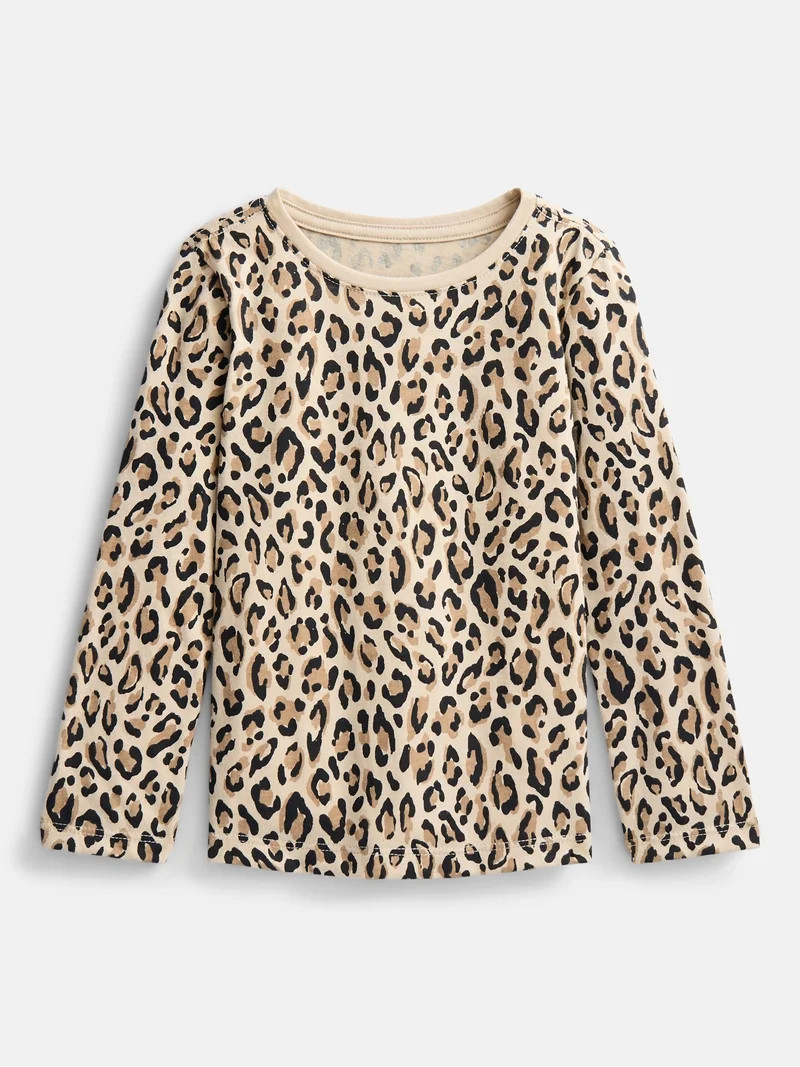 Wonder Nation Baby and Toddler Girls' Print Tee with Long Sleeves, Sizes 0M-5T | Walmart (US)