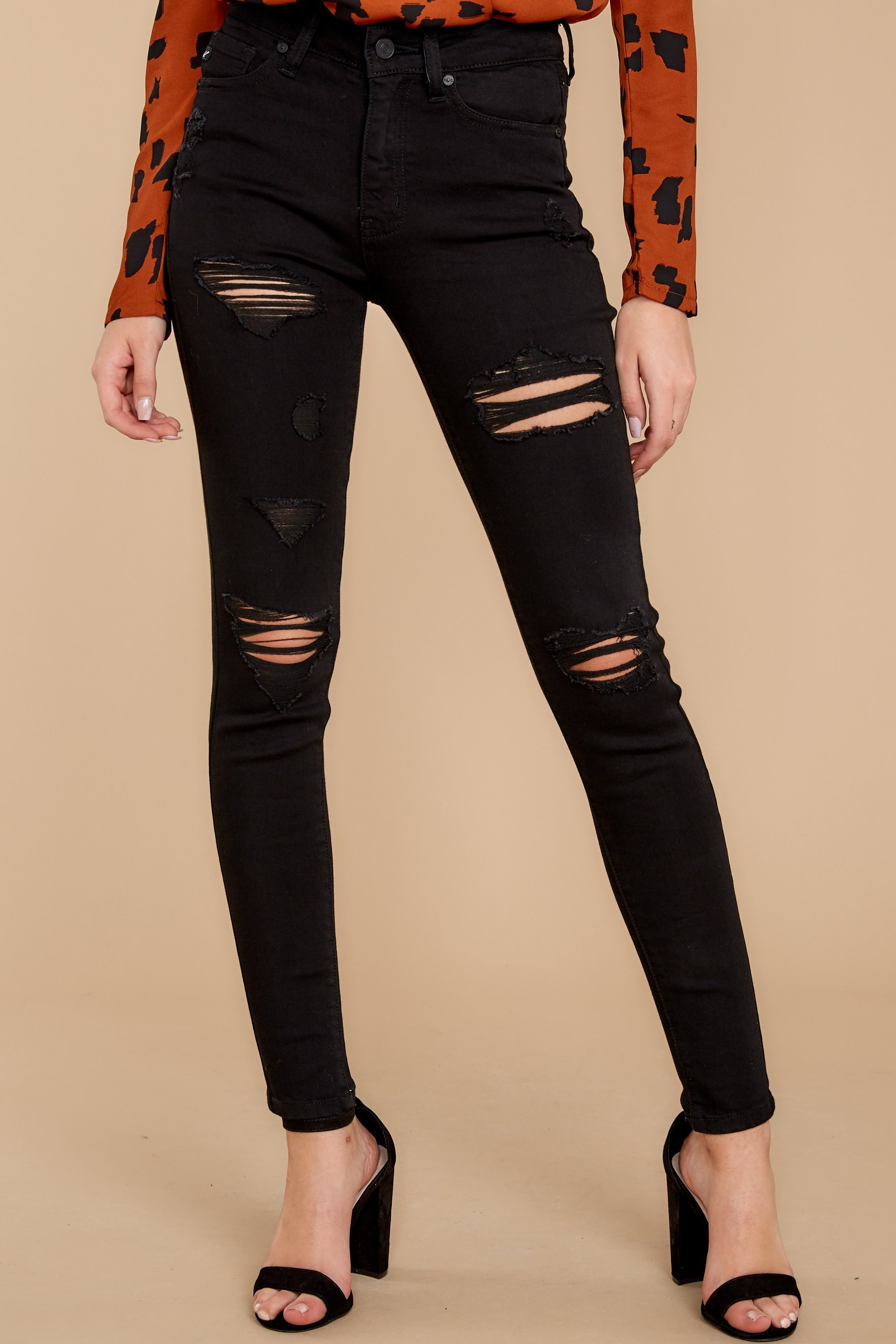 Confession Time Black Distressed Skinny Jeans | Red Dress 