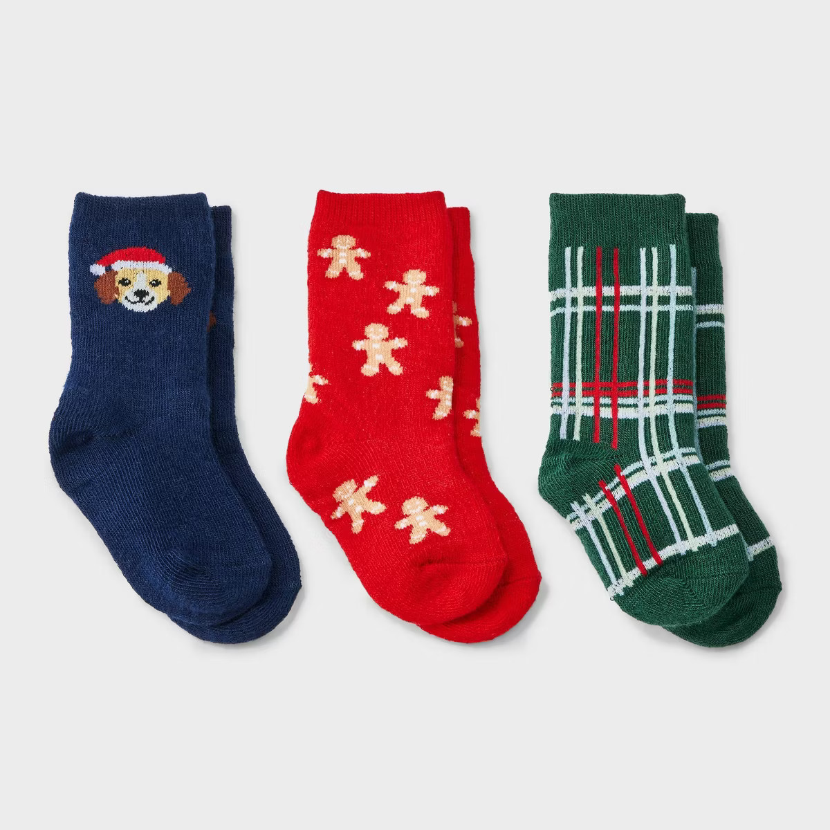 Toddler 3pk Puppy Gingerbread Man Crew Socks - Cat & Jack™ | Target