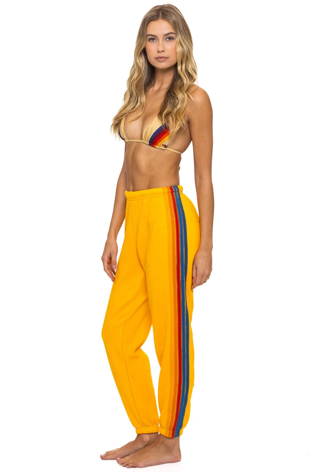 5 STRIPE SWEATPANTS - GOLD | Aviator Nation