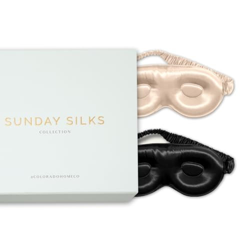 SUNDAYSILKS™ 3D Contoured Silk Sleep Mask | Padded Silk Eye Mask with Eye Cups for Lash Extensions | Blackout, Organic for Women & Men, Perfect for Travel, Slip-Free Deep Sleeping (2PK) | Amazon (US)