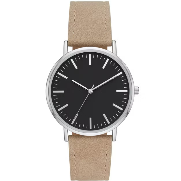 Men's Value Strap Watch - Goodfellow & Co™ Silver/Brown | Target