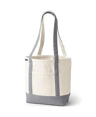 Lands' End Medium 5 Pocket Open Top Long Handle Canvas Tote Bag - Macy's | Macy's