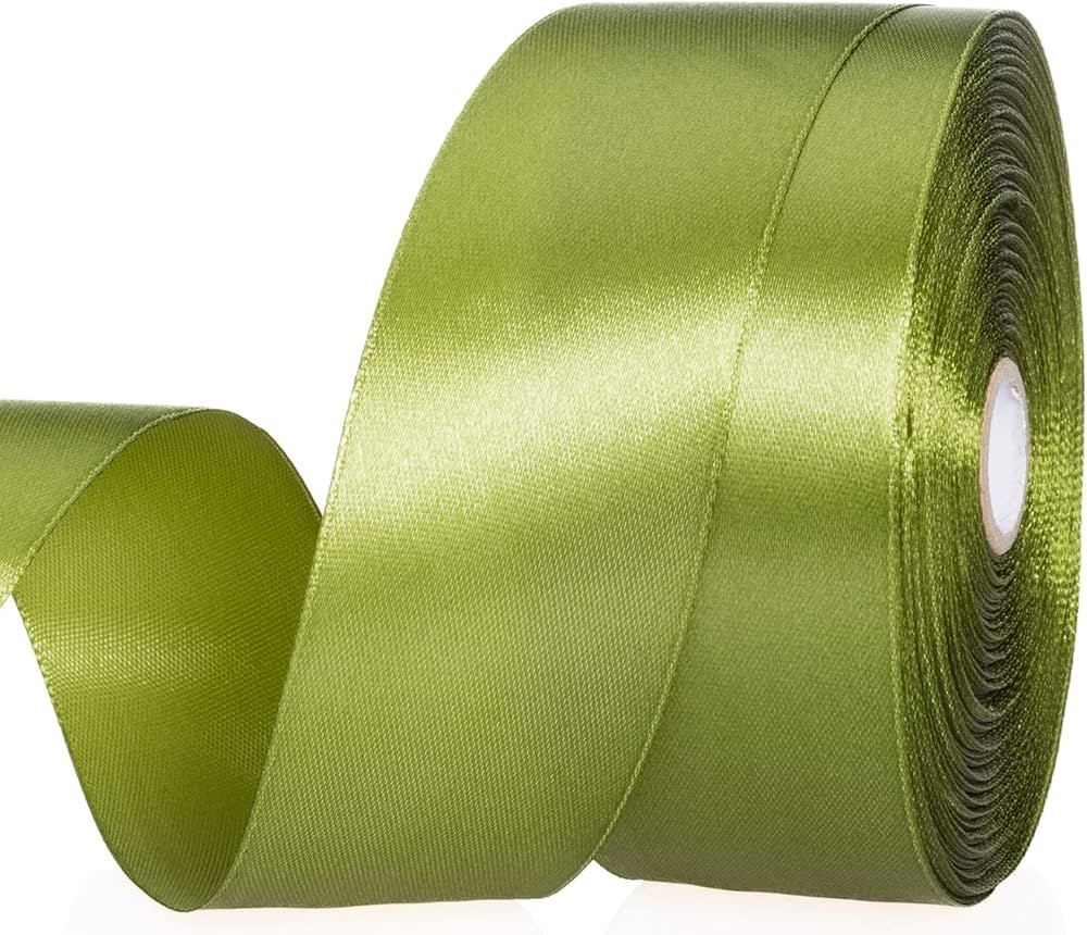 1 1/2 Inch Moss Green Solid Satin Ribbon, 50 Yards Craft Fabric Ribbon for Gift Wrapping Floral B... | Amazon (US)