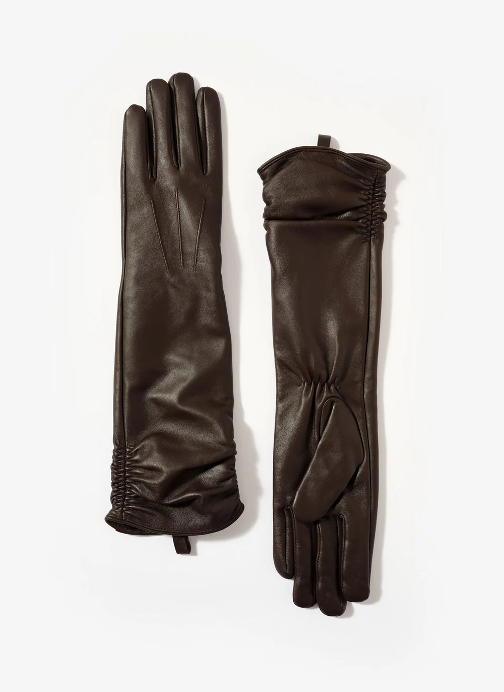Brown Leather Long Gloves | Mint Velvet