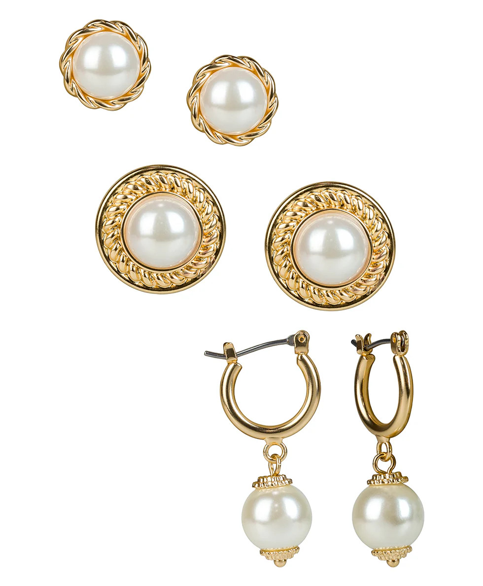 3 Set Pearl Earrings | Patricia Nash Designs