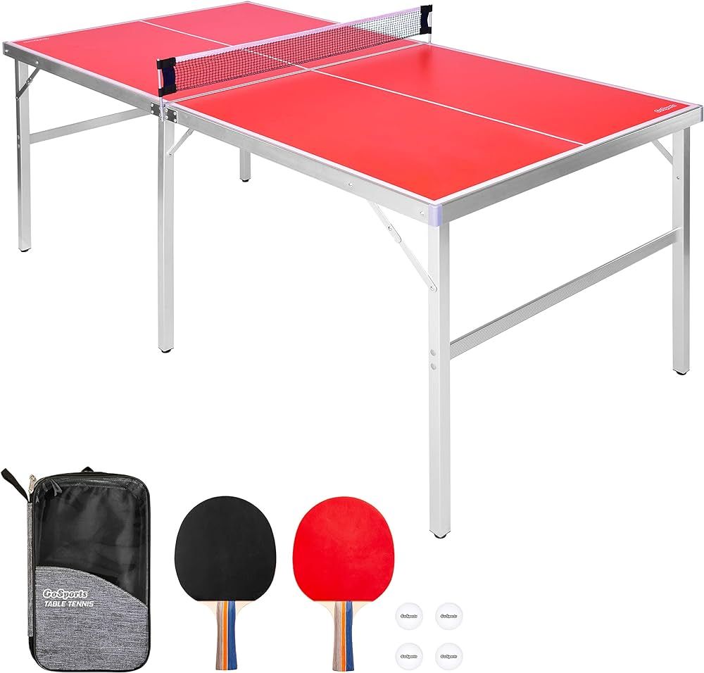GoSports Mid-Size Table Tennis Game Set - Indoor/Outdoor Portable Table Tennis Game with Net, 2 T... | Amazon (US)
