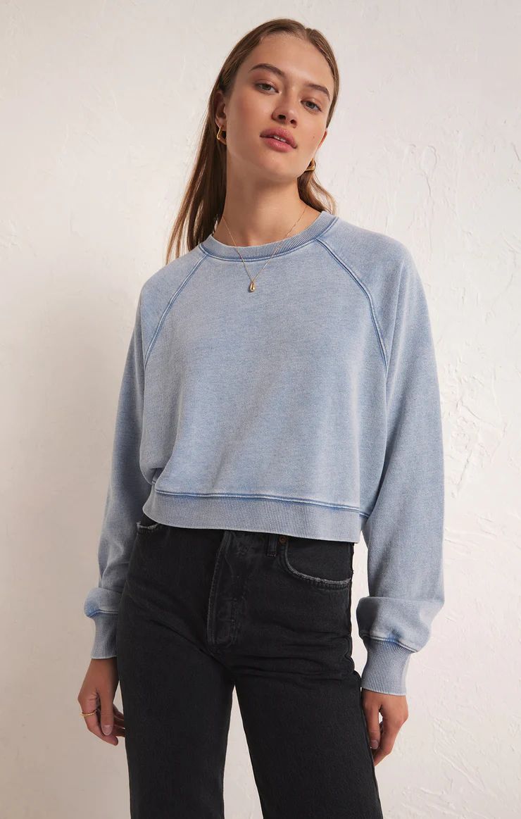 Crop Out Knit Denim Sweatshirt | Z Supply