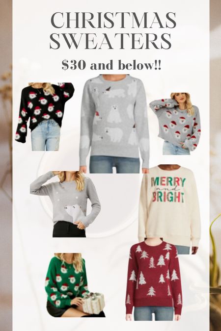 Christmas sweaters $30 and under ! 

I got a S In the polar bear one with the Santa hats ! 

It’s sooo soft and comfortable ! High quality look and feel for a fraction of the price ! 

#LTKparties #LTKHoliday #LTKfamily