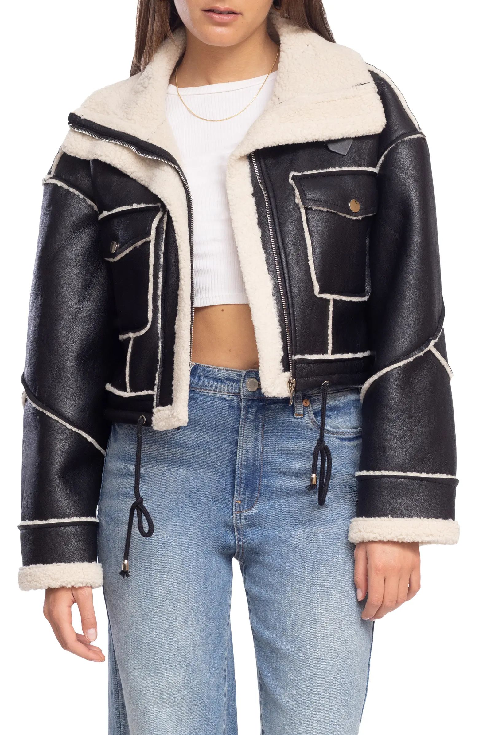 BLANKNYC Bonded Moto Jacket with Faux Shearling Trim | Nordstrom | Nordstrom