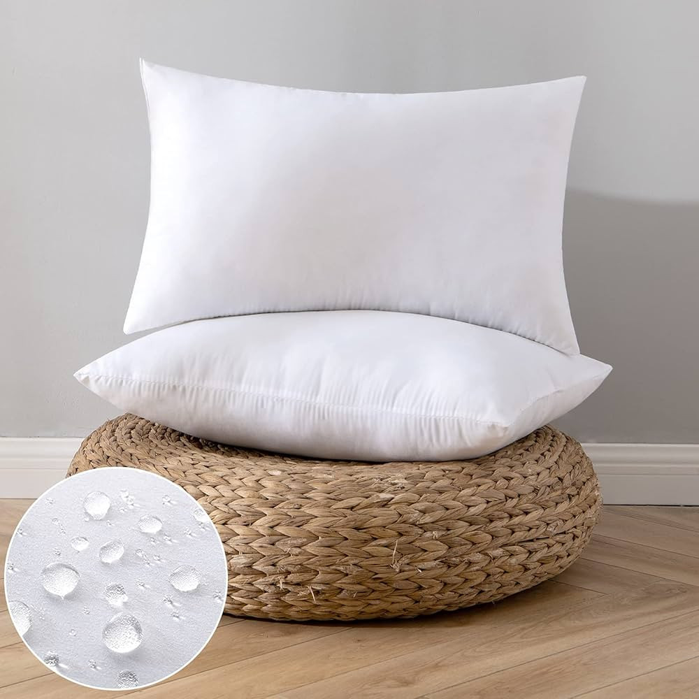 EMEMA Pack of 2 Outdoor Pillow Inserts Waterproof Throw Pillow Premium Fluffy Decorative Cushion ... | Amazon (US)