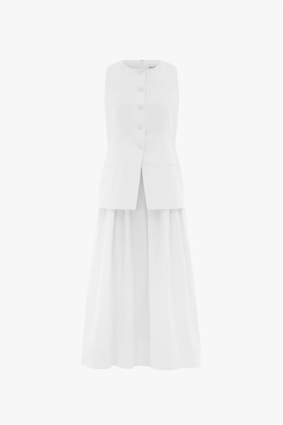ALIGNE Sleeveless Waistcoat Dress - White | Harley | ALIGNE UK & EU