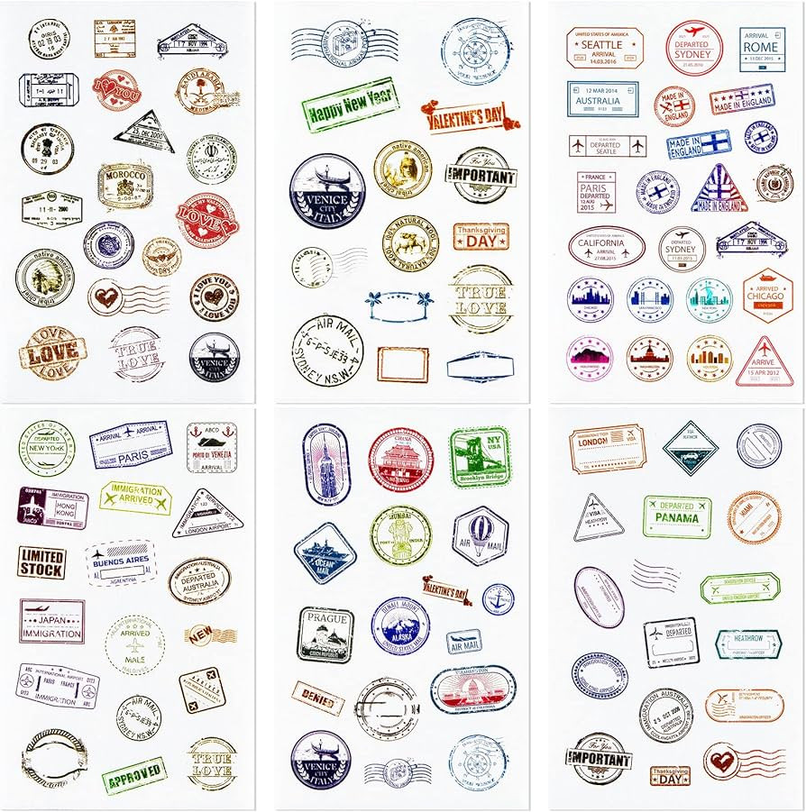 60 Sheets Passport Travel Stickers Passport Postage Stamps Stickers Decorative Vintage Luggage Co... | Amazon (US)
