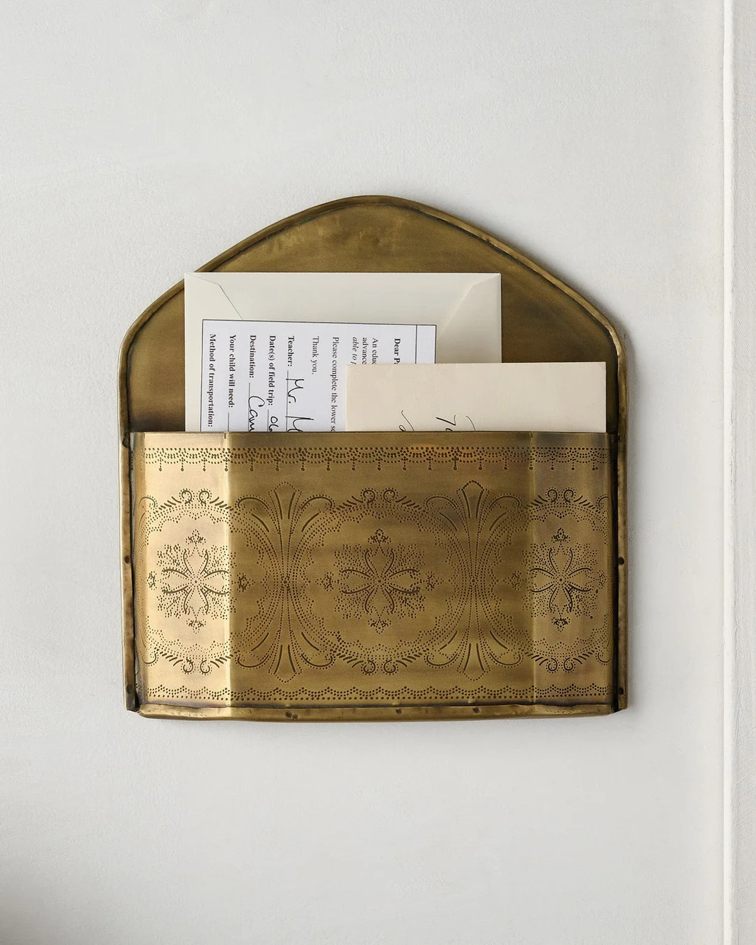 Etched Brass Wall Card Holder | Magnolia
