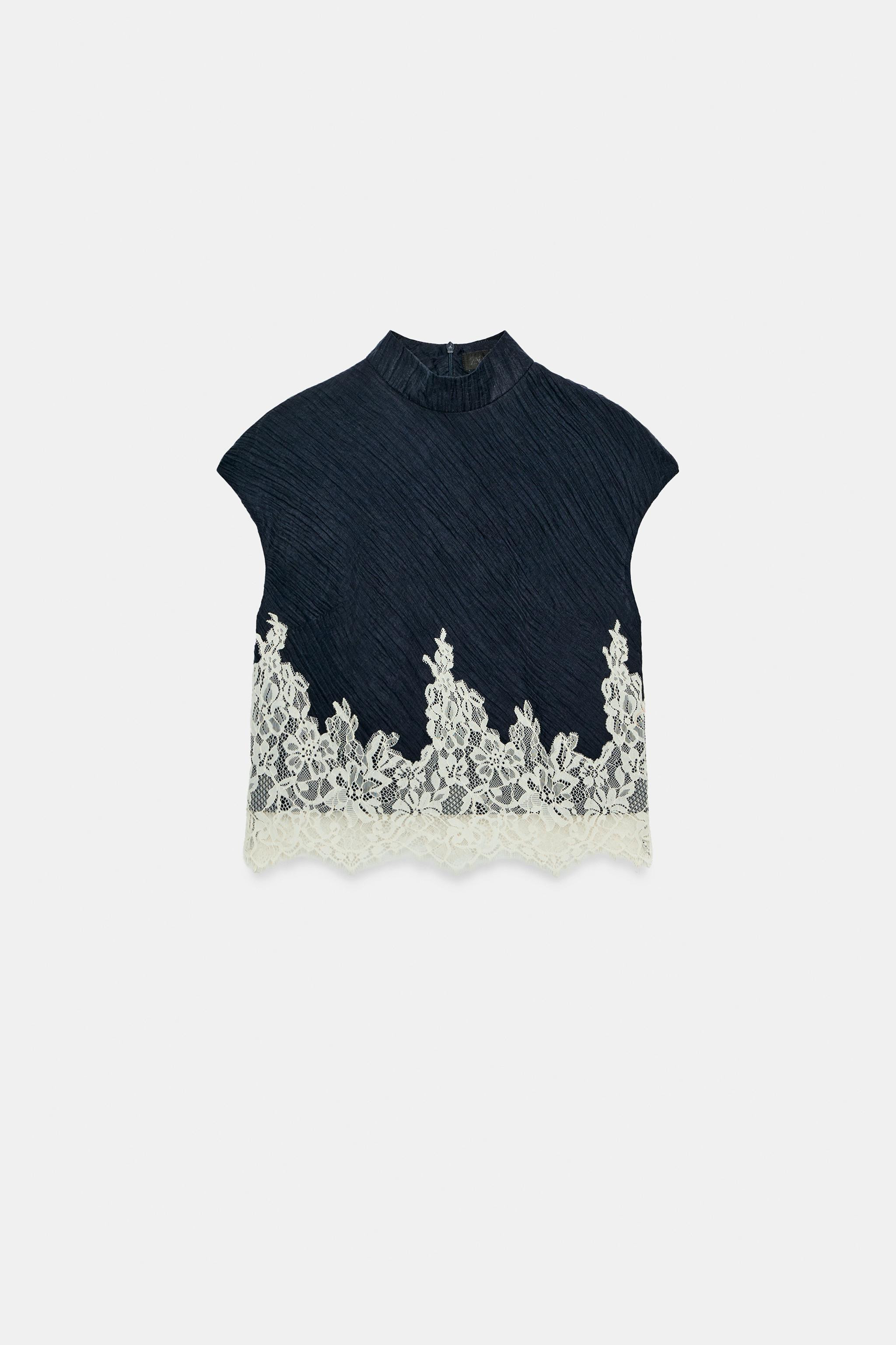 COMBINED LACE CROPPED TOP | Zara US