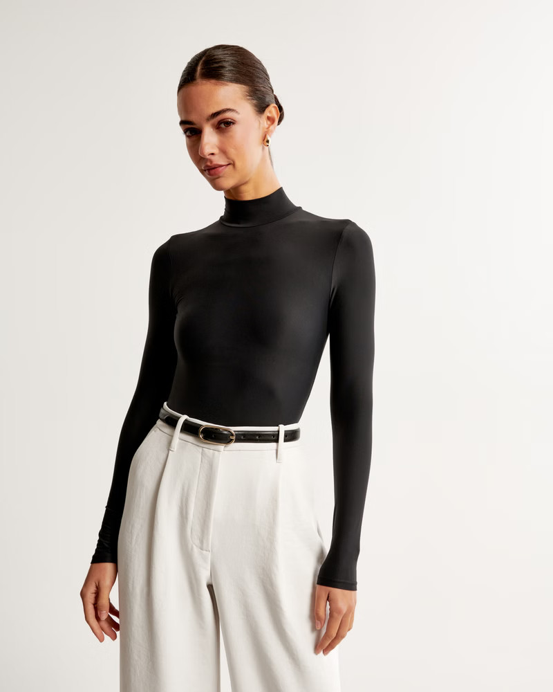 Soft Matte Seamless Long-Sleeve Mockneck Bodysuit | Abercrombie & Fitch (US)