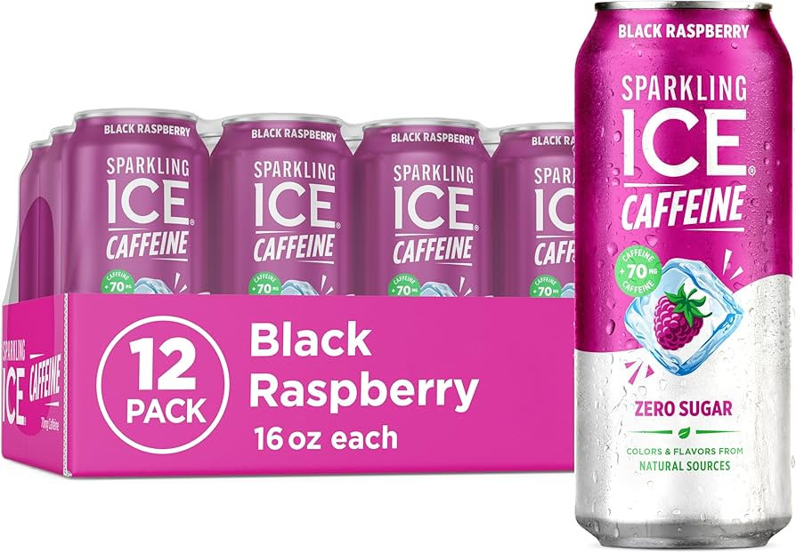 Sparkling Ice Caffeine Black Raspberry Sparkling Water with Caffeine, Zero Sugar, with Antioxidan... | Amazon (US)
