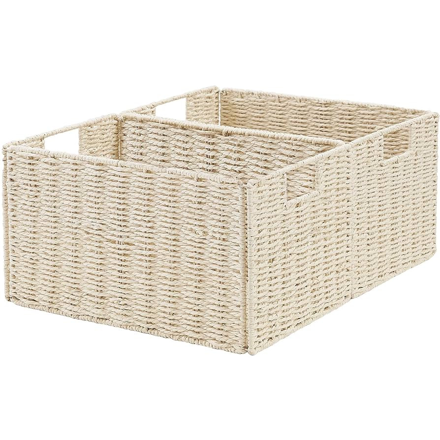 Vagusicc Wicker Storage Basket, Set of 2 Hand-Woven Paper Rope Wicker Basket, Small Storage Baske... | Amazon (US)