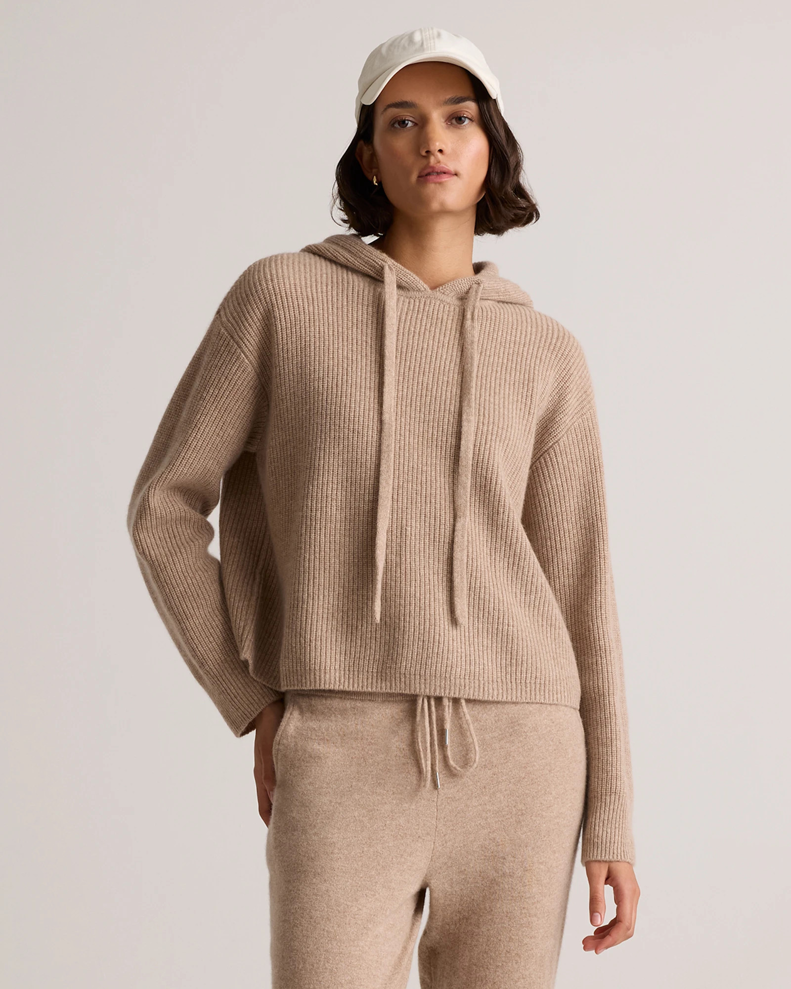 Quince | Women's Mongolian Cashmere Fisherman Pullover Hoodie in Charcoal, Size XL | Quince