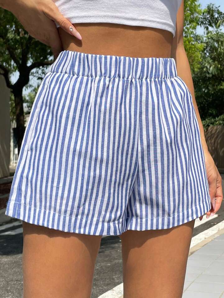 SHEIN EZwear Stripe Wide Leg Shorts | SHEIN