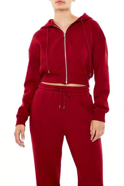 Cropped Zip-Up Hoodie | Forever 21