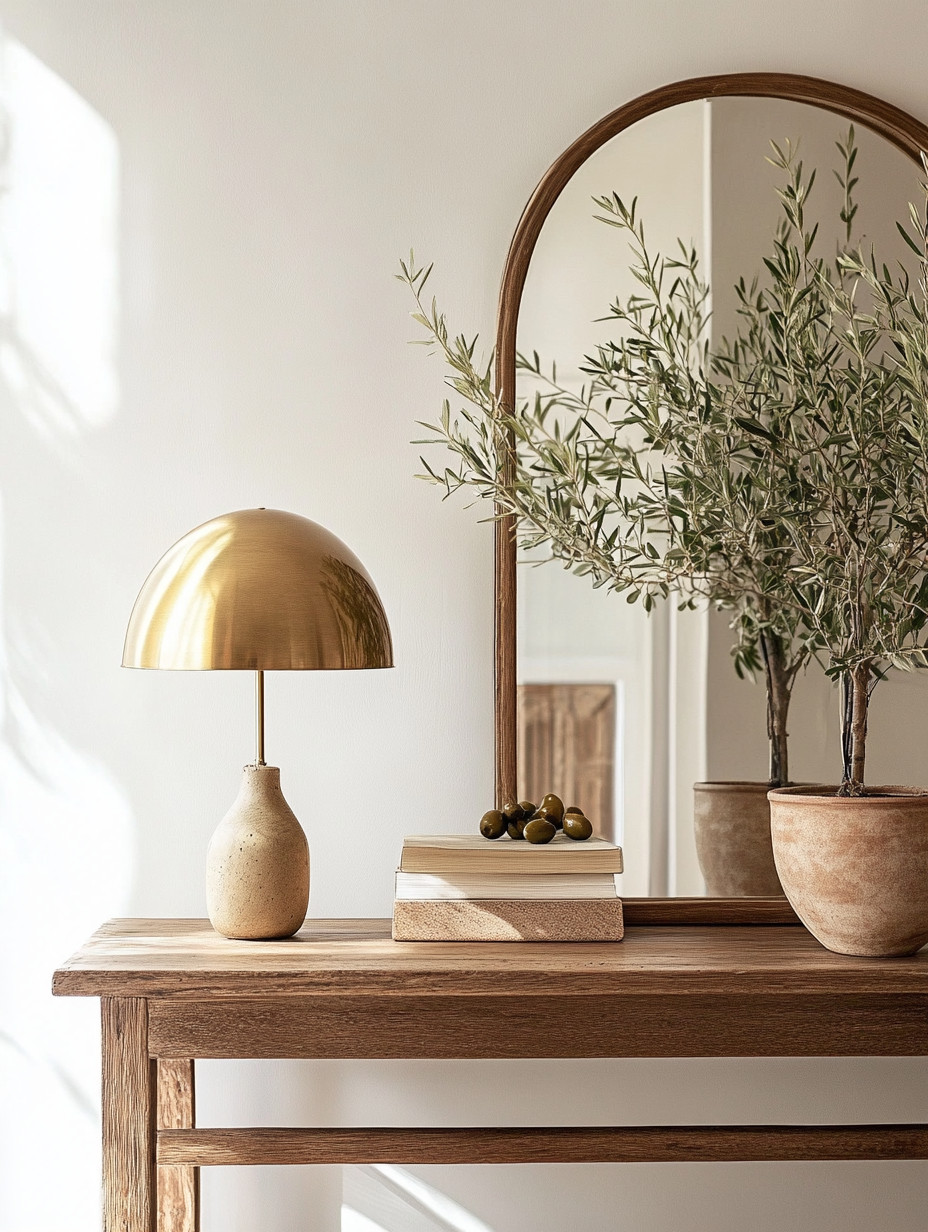 Create this console table refresh by keeping the styling simple, warm, and intentionally curated. A dome-style gold table lamp instantly adds soft, ambient light and a touch of modern elegance, while the half-round wooden frame mirror brings warmth, balance, and visual height without overpowering the space. Complete the look with a minimal olive tree to introduce natural texture and a calming, organic element.

This setup works beautifully in an entryway, hallway, living room, or bedroom, proving that a refresh doesn’t require excess—just the right pieces. The mix of warm metal, natural wood, and greenery creates a timeless aesthetic that feels relaxed yet elevated. It’s practical, grounding, and visually soothing, especially in spaces where you want an effortless first impression.

If you’re planning a home refresh for 2026, this console table styling is the perfect example of how less truly becomes more. Clean lines, warm tones, and thoughtful materials come together to create a space that feels welcoming every single day.

#ConsoleTableRefresh
#EntrywayStyle
#WarmMinimalDecor
#GoldTableLamp
#WoodAndMetal
#OliveTreeDecor
#TimelessHome 

 #LTKHome