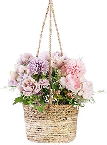 Delxo Hanging Planters Indoor and Outdoor, Natural Seagrass Hand Woven Wall Hanging Pots, Decor H... | Amazon (US)