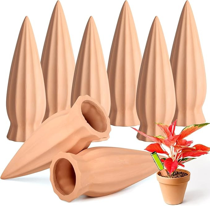 Tcamp 8Pack Plant Self Watering Spikes, Terracotta Plant Watering Devices Wine Bottle Plant Self-... | Amazon (US)