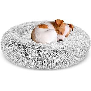 GASUR Dog Bed Cat Beds Donut, Soft Plush Round Pet Bed Small Mini Medium Size Calming Bed, Self W... | Amazon (US)