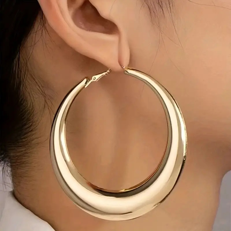 Golden Glossy Hoop Earrings Retro Elegant Minimalist Style - Temu | Temu Affiliate Program