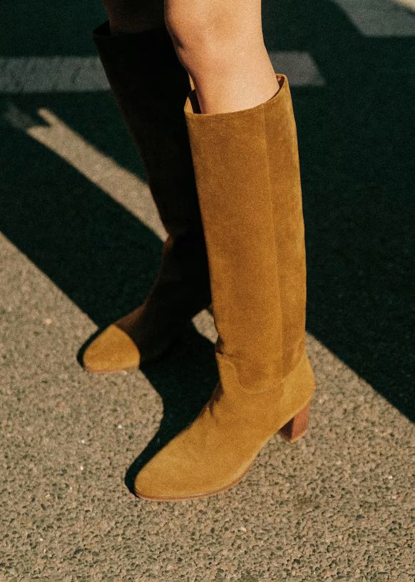 Adèle Boots - Tan - Split cowhide leather - Sézane | Sezane Paris