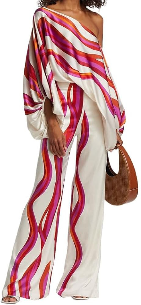 UOOZEE Women's Summer 2 Piece Outfits Off Shoulder Tops Pants Set Long Romper Jumpsuit | Amazon (US)