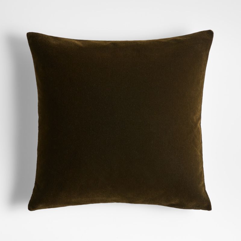 Martini Olive 20"x20" Square Reversible Faux Mohair Linen Decorative Throw Pillow with Down-Alter... | Crate & Barrel