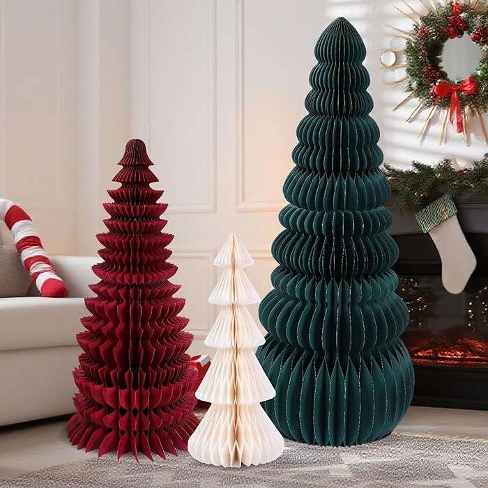 3 PCS Large Honeycomb Christmas Tree - 4ft 3ft 2ft Paper Christmas Folding 3D Home Decorations Se... | Amazon (US)