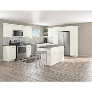 Courtland Polar White Finish Laminate Shaker Stock Assembled Pantry Kitchen Cabinet 18 in. x 90 i... | The Home Depot