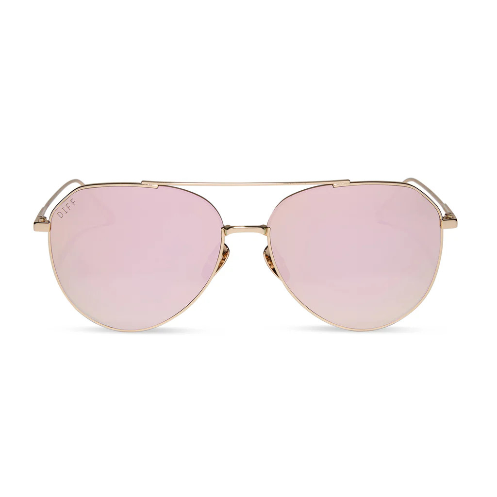 DASH - GOLD + CHERRY BLOSSOM MIRROR SUNGLASSES | DIFF Eyewear