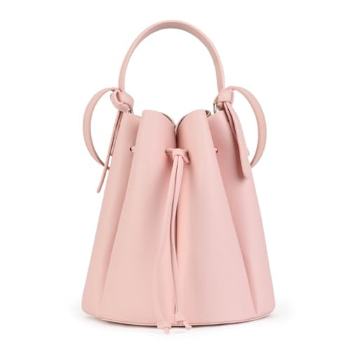 Women's petal-shaped cowhide bucket bag, drawstring design, hand or shoulder, multi-functional co... | Amazon (US)