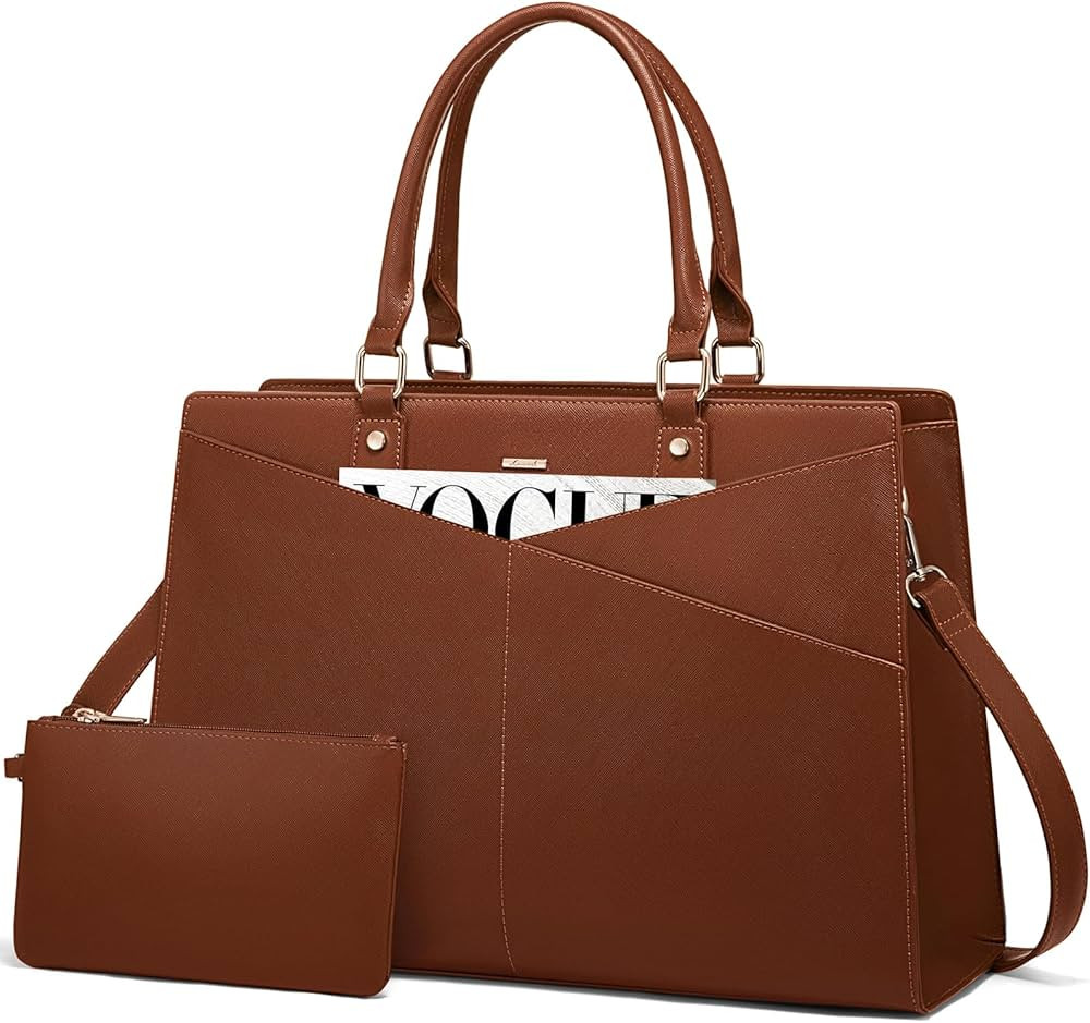 LOVEVOOK Laptop Tote Bag for Women, Leather Business Office Work Bag Computer Briefcase with Smal... | Amazon (US)