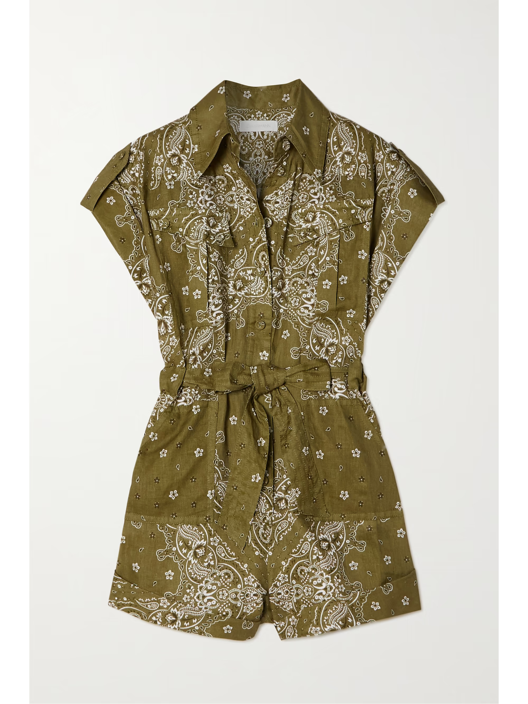Violet paisley-print linen playsuit | NET-A-PORTER (US)
