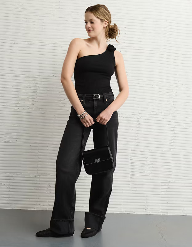 AE One Shoulder Rosette Tank Top | American Eagle Outfitters (US & CA)